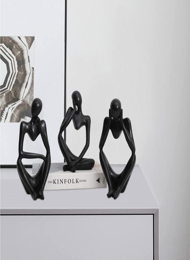 Asng Resin Thinker Style Abstract Sculpture Statue Collectible Figurines Home Office Bookshelf Desktop Decor (Black,Right, Small) - Image 4