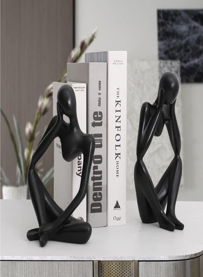 Asng Resin Thinker Style Abstract Sculpture Statue Collectible Figurines Home Office Bookshelf Desktop Decor (Black,Right, Small) - Image 3
