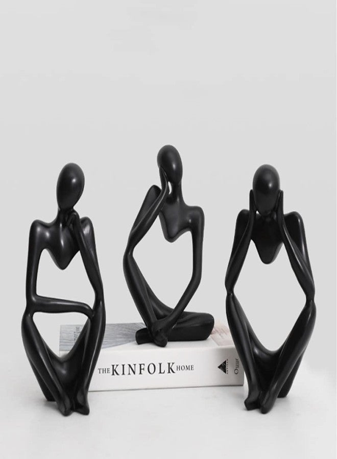 Asng Resin Thinker Style Abstract Sculpture Statue Collectible Figurines Home Office Bookshelf Desktop Decor (Black,Right, Small) - Image 2