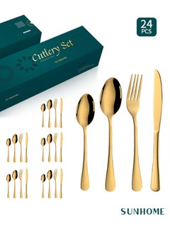 Sunhome SUNHOME 24-Piece Stainless Steel Cutlery Set Gold  - Image 1