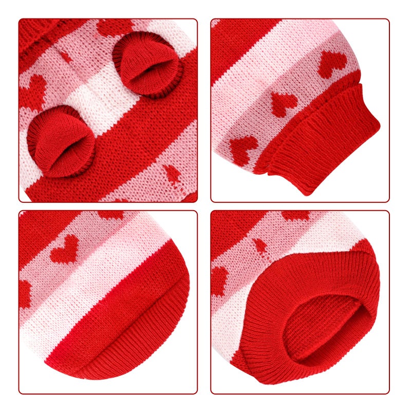 Rbenxia Dog Heart Knitted Sweater Warm Pet Dogs Clothes Winter Dog Outfits for Small Puppy Cat Pets (Red, M) - Image 3