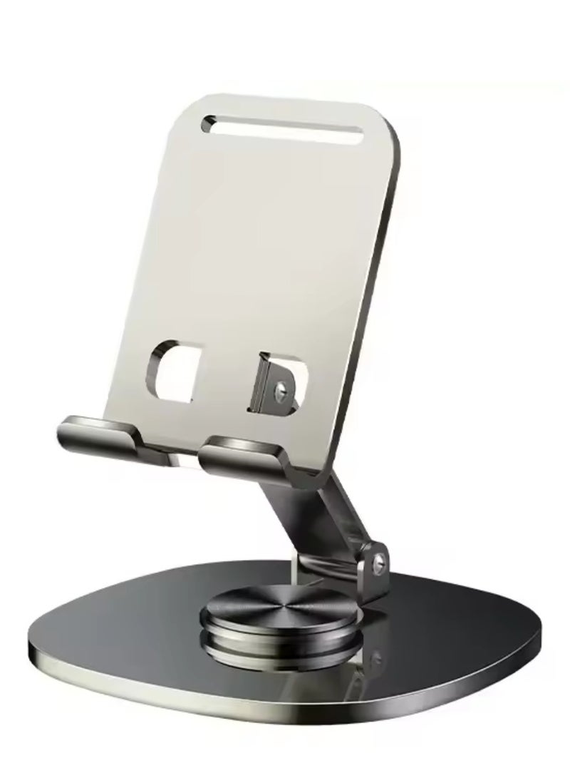 Bamboo 360° rotating universal desktop phone and tablet stand, portable metal phone stand, portable lazy folding and adjustable stand, adjustable phone stand, stable alloy phone stand, suitable for all phones - Image 1