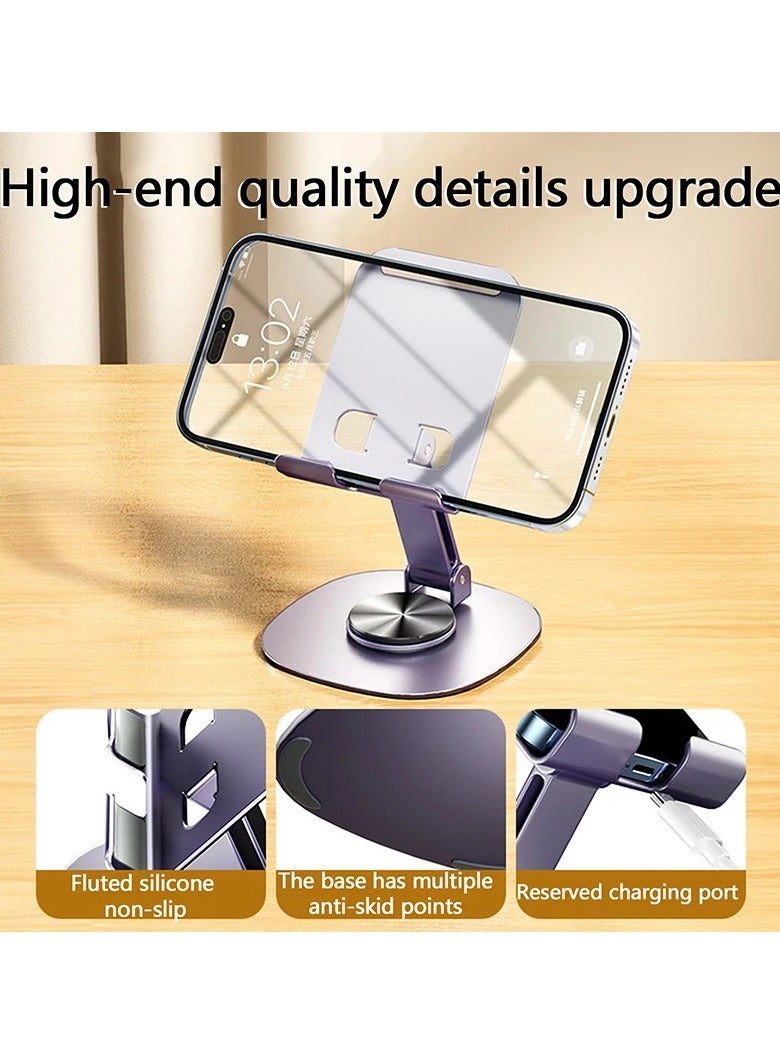 Bamboo 360° rotating universal desktop phone and tablet stand, portable metal phone stand, portable lazy folding and adjustable stand, adjustable phone stand, stable alloy phone stand, suitable for all phones - Image 5