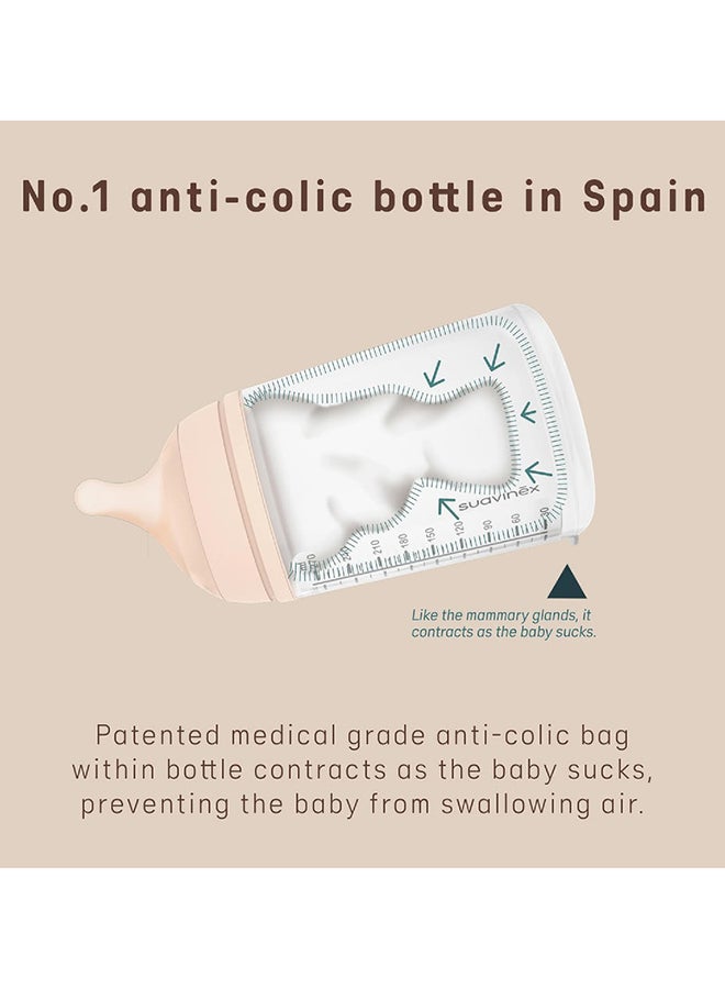 SUAVINEX زيرو زيرو زجاجة رضاعة مضادة للمغص للأطفال، العلامة التجارية رقم 1 في إسبانيا لزجاجات الرضاعة، مثالية للأطفال الذين يرضعون طبيعياً 180 مل × 2 مجموعة من 2 - Image 4
