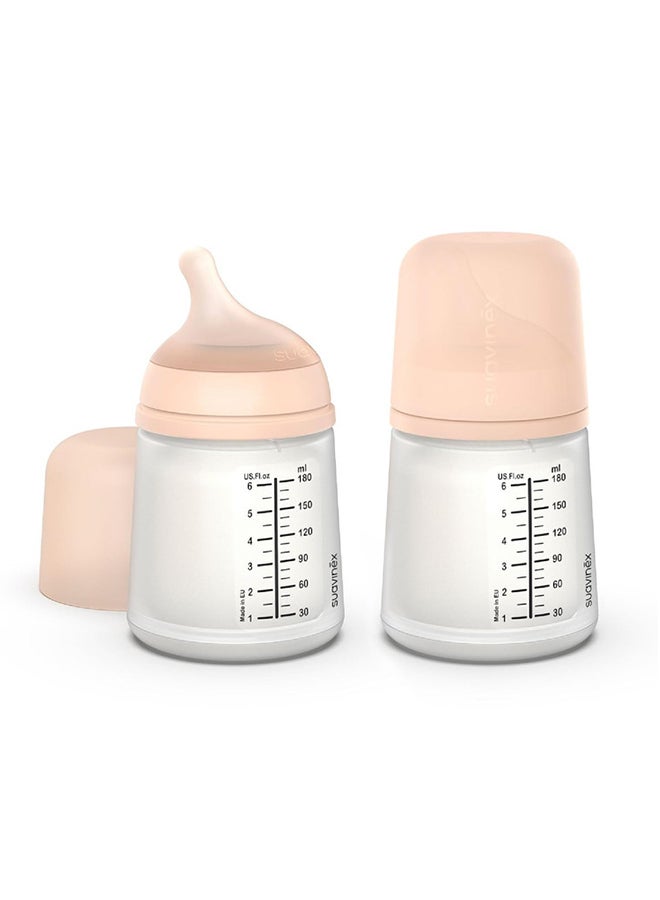 SUAVINEX زيرو زيرو زجاجة رضاعة مضادة للمغص للأطفال، العلامة التجارية رقم 1 في إسبانيا لزجاجات الرضاعة، مثالية للأطفال الذين يرضعون طبيعياً 180 مل × 2 مجموعة من 2 - Image 1