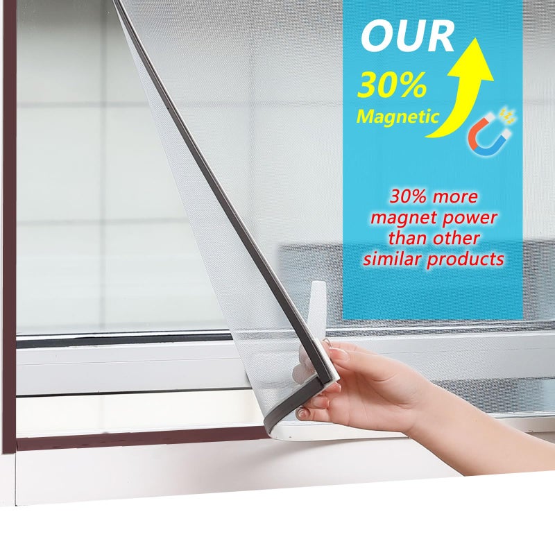 JOOFAN DIY Magnetic Window Screen with Adjustable Size | Easy and Fast Installation, Window Screen net kit White Frame with Gray Fiberglass mesh - Image 3
