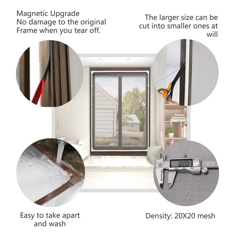 JOOFAN DIY Magnetic Window Screen with Adjustable Size | Easy and Fast Installation, Window Screen net kit White Frame with Gray Fiberglass mesh - Image 4