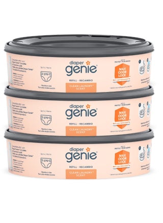 Diaper Genie bags refills 270  pack of 3 clean laundry scent diaper pail refills with max odor lock holds up to 810 newborn diapers - pzsku/ZA47FCBC7C2618440E6EAZ/45/_/1708179910/9dfb51d0-dce1-4f5f-8aa1-5ea9f8c8934b