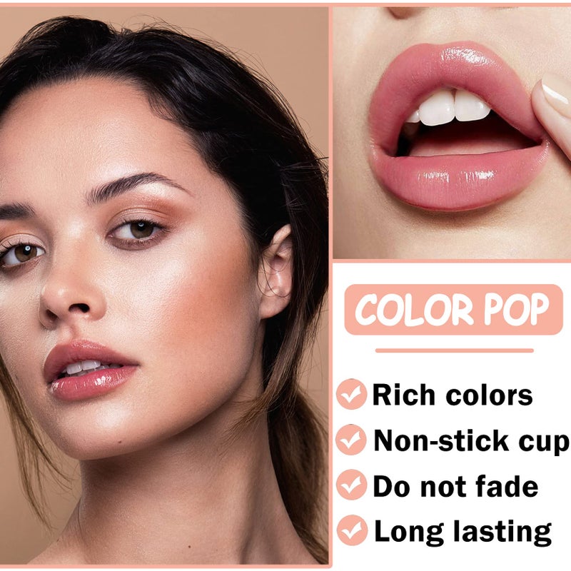 CAHIUYOA Light Lipgloss 6PCS Lip Gloss Set,Nude Pink Lip Gloss Kit Shine Glossy and Moisturizing,Lip Plumping Lip Gloss Pack Bulk Liquid Lipstick for Women Girls-Set B - Image 3