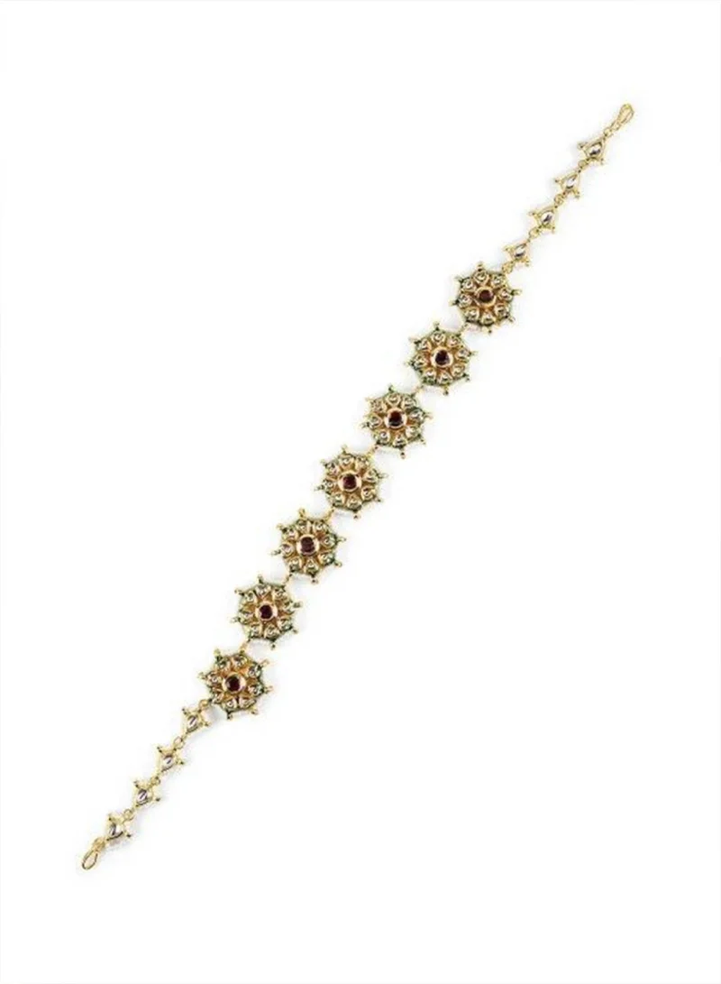 Priyaasi Heart Flowers Kundan Stone Studded  Beaded Mathapatti