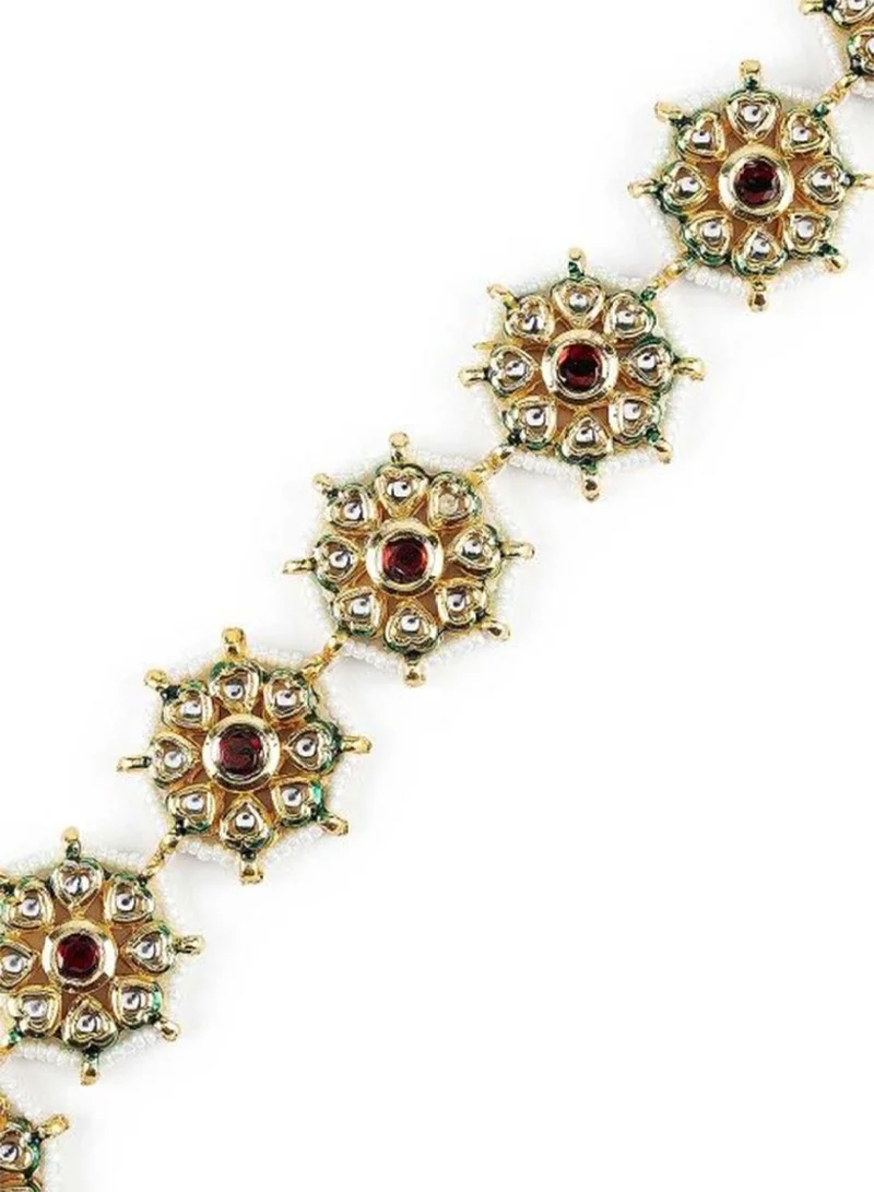 Priyaasi Heart Flowers Kundan Stone Studded  Beaded Mathapatti