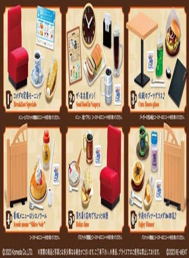 【MINIESCAPES】 RE-MENT Miniatures Japanese Petite Sample Series Coffee Shop Komeda Full Set 6pcs Complete Box Dollhouse Furniture