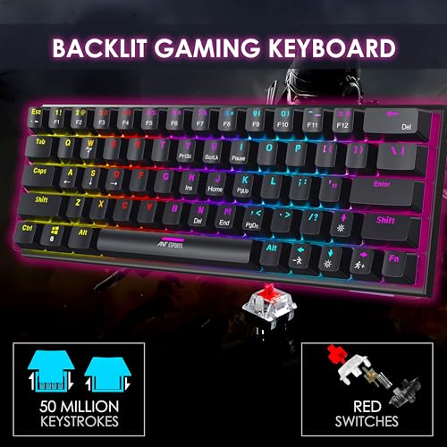 Ant Esports MK1200 Mini Wired Mechanical Gaming Keyboard with RGB Backlit Lighting and 60% Compact Form Factor - Red Switch - Image 4