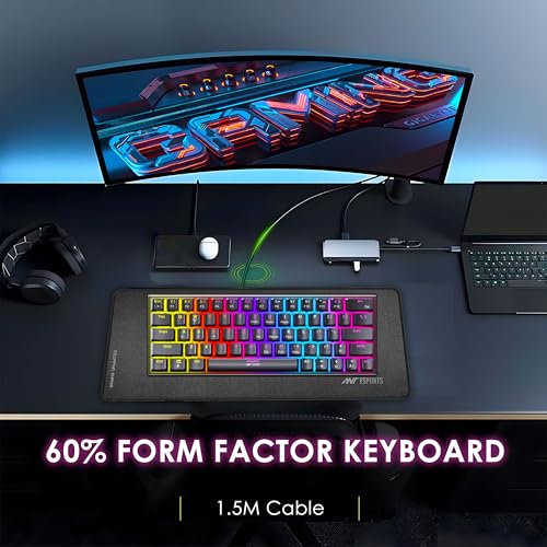 Ant Esports MK1200 Mini Wired Mechanical Gaming Keyboard with RGB Backlit Lighting and 60% Compact Form Factor - Red Switch - Image 3