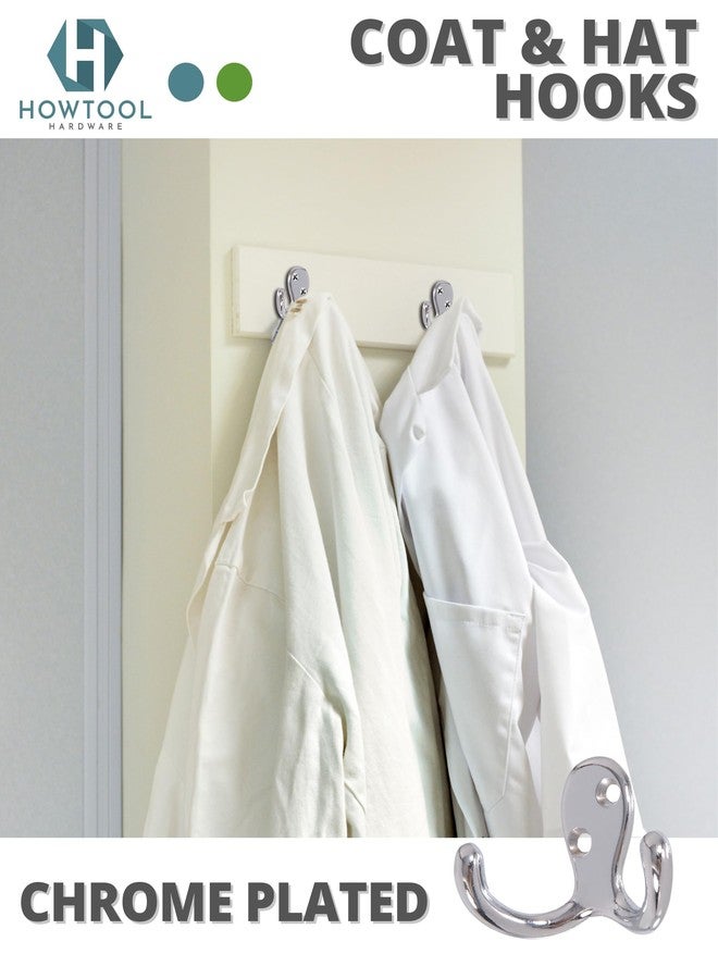 HOWTOOL Double Robe Hook 5 Pack Chrome with Screws Wall Mounted Towel Scarf - Image 4