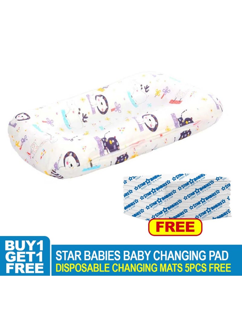 STAR BABiES Changing Pad Zebra Print With Free Disposable Changing Mat Pack Of 5 White - Image 2