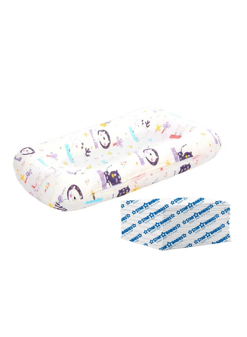 STAR BABiES Changing Pad Zebra Print With Free Disposable Changing Mat Pack Of 5 White - Image 1