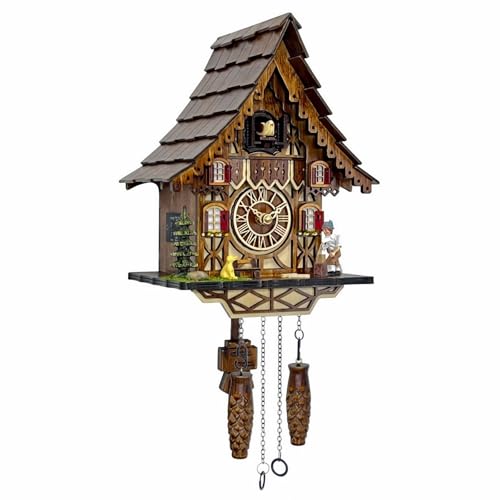 HUGE HAPPINESS Cuckoo Clock for Wall Art: 12 Melodies, Volume Control, Night Mode, Germany Style Black Forest Retro Traditional Handcrafted Wooden House Home Decor, Gifts for Family (8.75 X 23inch) - Image 1