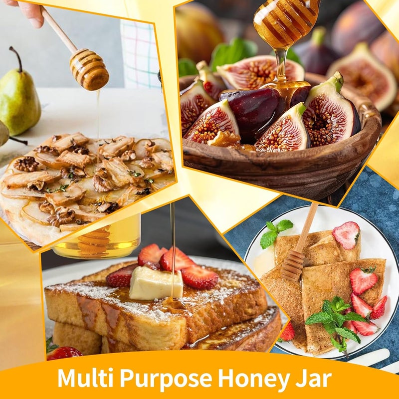 BUITLU Honey Jars with Dipper, 17 oz Airtight Glass Honey Dispenser with Acacia Lid Cover for Storing Honey and Syrup,Home Kitchen Gifts for Women, Moms, and Friends - Image 5