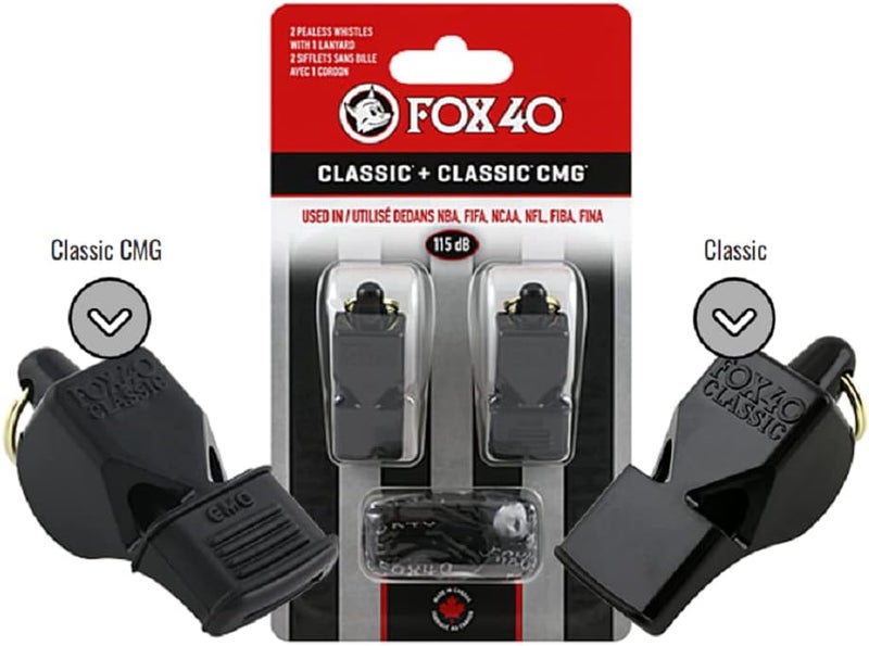 FOX40 Fox 40 Pealess Whistle 2 PackClassic  Classic CMG with 1 Lanyard - Image 2