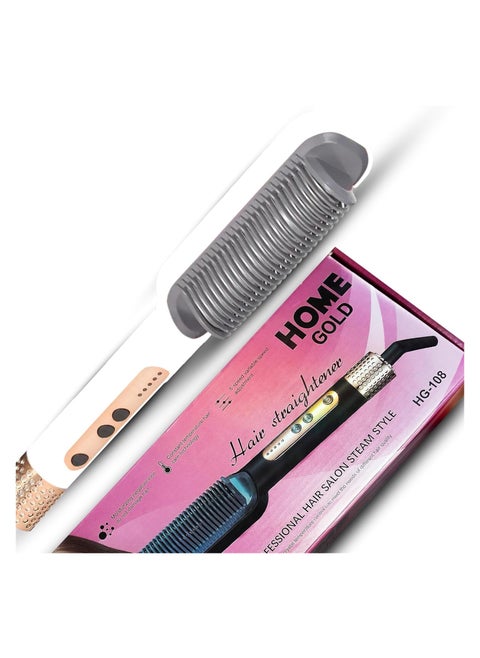 Home Gold Electric Hair Straightener - Ceramic Plate & Fast Heating Hair Care Professional Comb Effortless Styling & Safety, 45W, HG-108