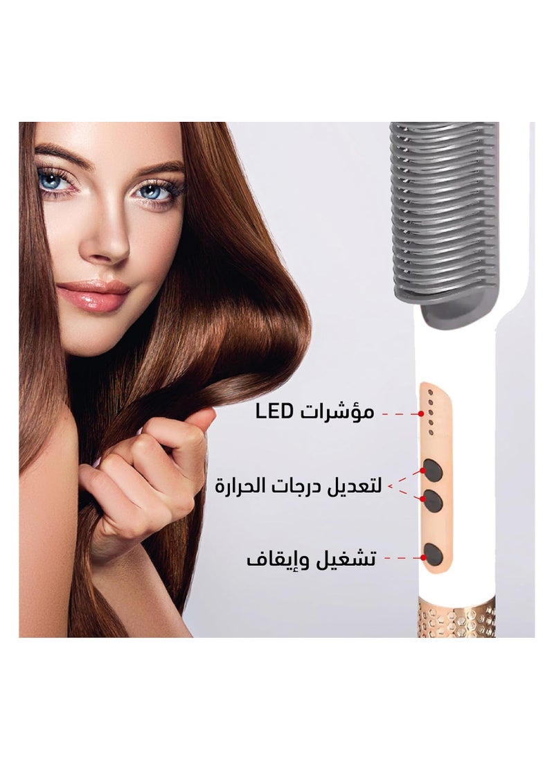 Home Gold Electric Hair Straightener - Ceramic Plate & Fast Heating Hair Care Professional Comb Effortless Styling & Safety, 45W, HG-108