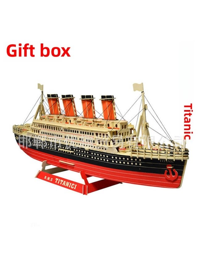 Gift Box Adult Puzzle Wooden Simulation Ship Model Wooden Handmade 3D Puzzle Titanic Toy-Color:Titanic (TB Laser Version)  - Image 4