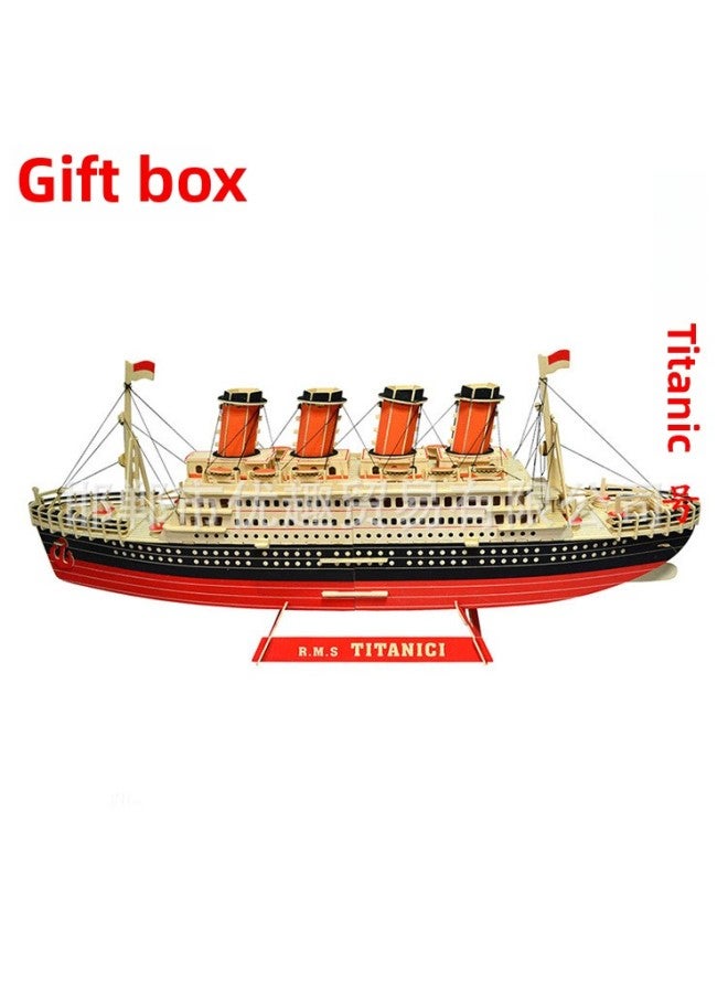 Gift Box Adult Puzzle Wooden Simulation Ship Model Wooden Handmade 3D Puzzle Titanic Toy-Color:Titanic (TB Laser Version)  - Image 5