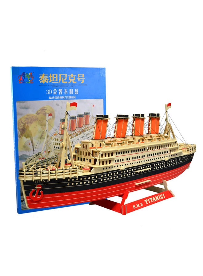 Gift Box Adult Puzzle Wooden Simulation Ship Model Wooden Handmade 3D Puzzle Titanic Toy-Color:Titanic (TB Laser Version)  - Image 2