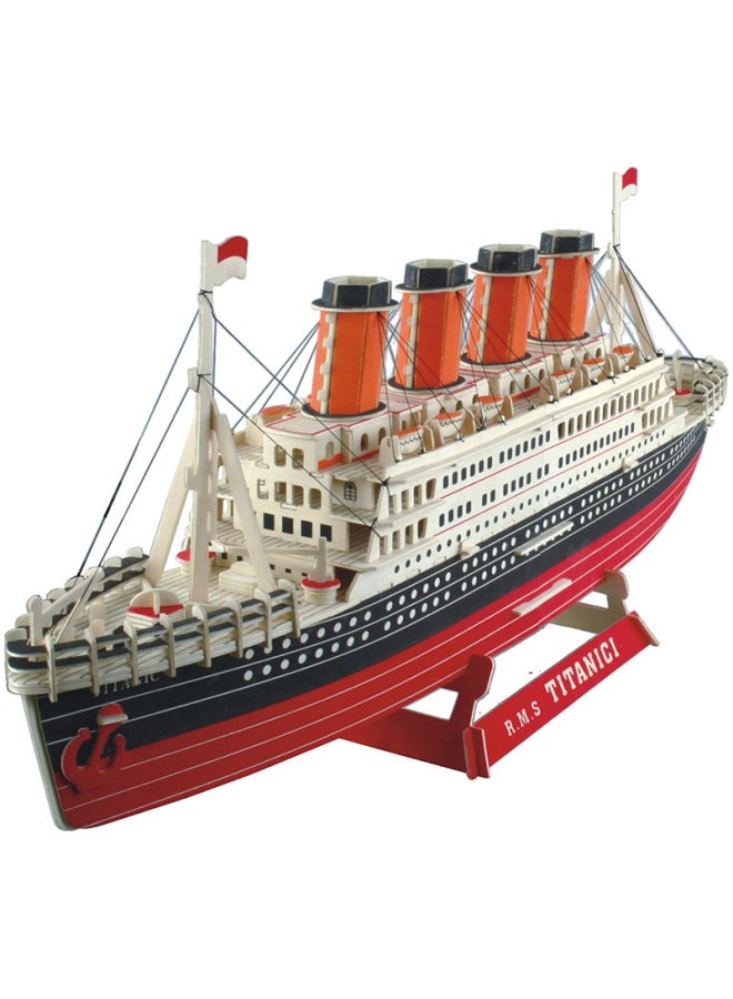 Gift Box Adult Puzzle Wooden Simulation Ship Model Wooden Handmade 3D Puzzle Titanic Toy-Color:Titanic (TB Laser Version)  - Image 3