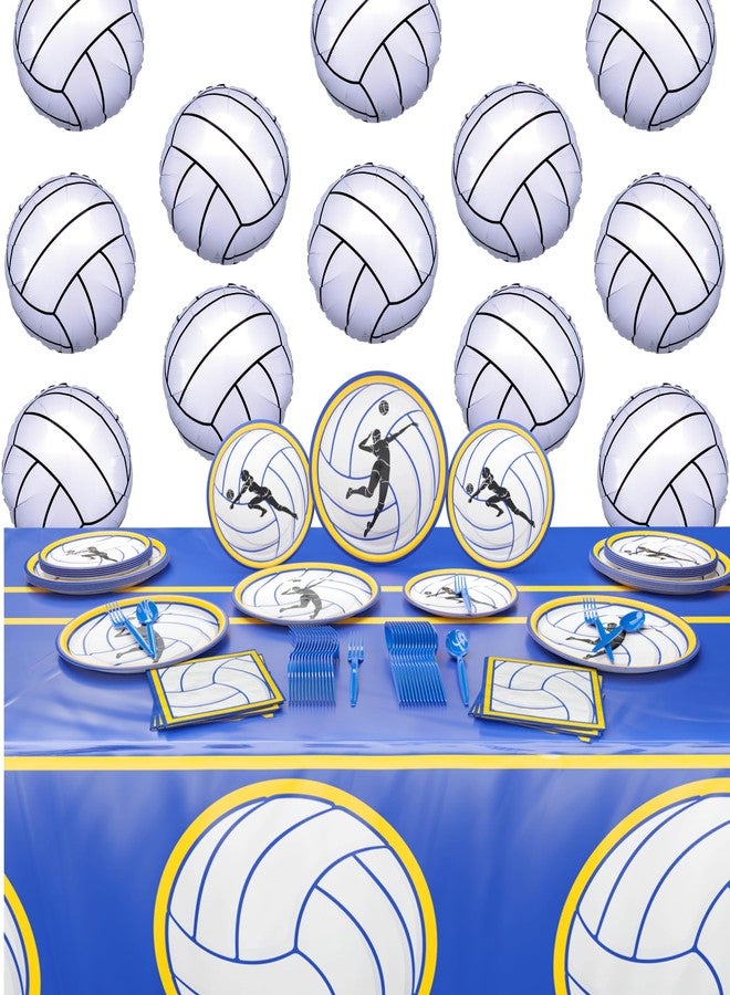 Blue Orchards Volleyball Deluxe Party Packs (112 Pieces for 16 Guests) - Volleyball Decorations, Sports Themed Birthday Party Supplies, Volleyball Plates and Napkins, Volleyball Party Decor, Blue Orchards - Image 1