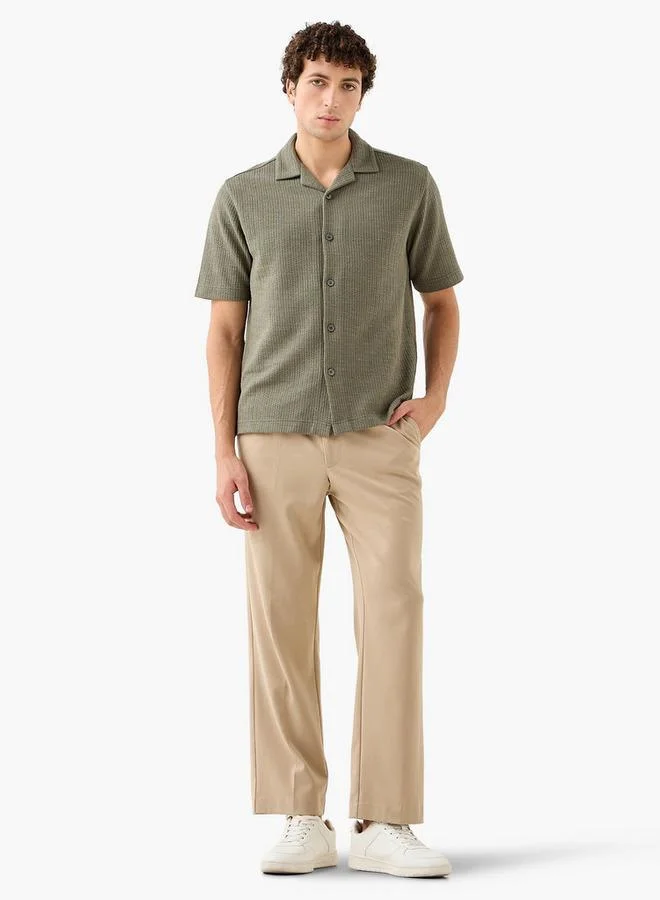 Iconic Iconic Regular Fit Honeycomb Textured Resort Shirt