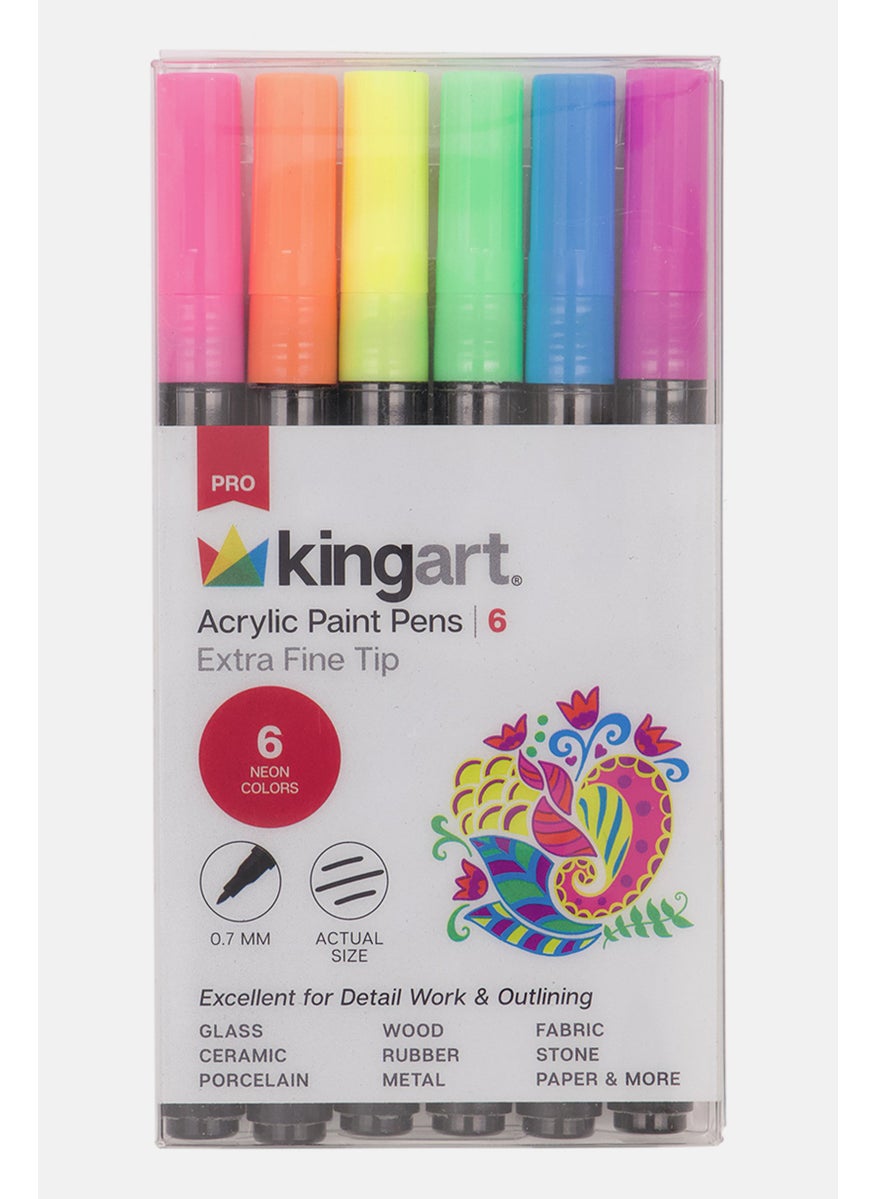 KINGART - 6 Pieces Extra Fine Point Acrylic Paint Pen Markers, Pink Combo - Image 1