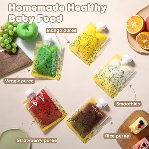 Gemdom 15 Pack Reusable Baby Food Pouches for Toddlers, Refillable Squeeze Pouch for Applesauce Yogurt Homemade Organic Puree Juice Snack for Baby Kids Students, Storage Containers, BPA Free, 5oz - Image 3
