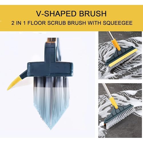 PADAR 2 in 1 Bathroom Cleaning Brush with Wiper Squeegees,Tiles Cleaning Brush with Long Handle Tile Cleaner Brush Bathroom Floor Brush Window Cleaning Brush Viper(2 in 1 Wiper with Brush) - Image 3