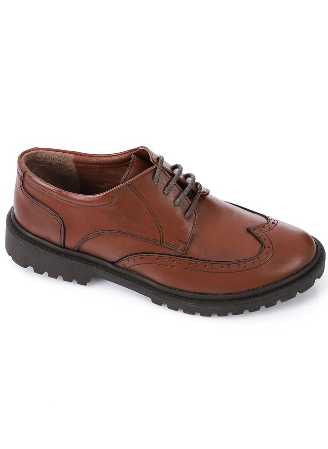 Mr.joe Mr Joe Chunky Semi Formal Lace Up Leather Shoes - Camel-3018  - Image 1