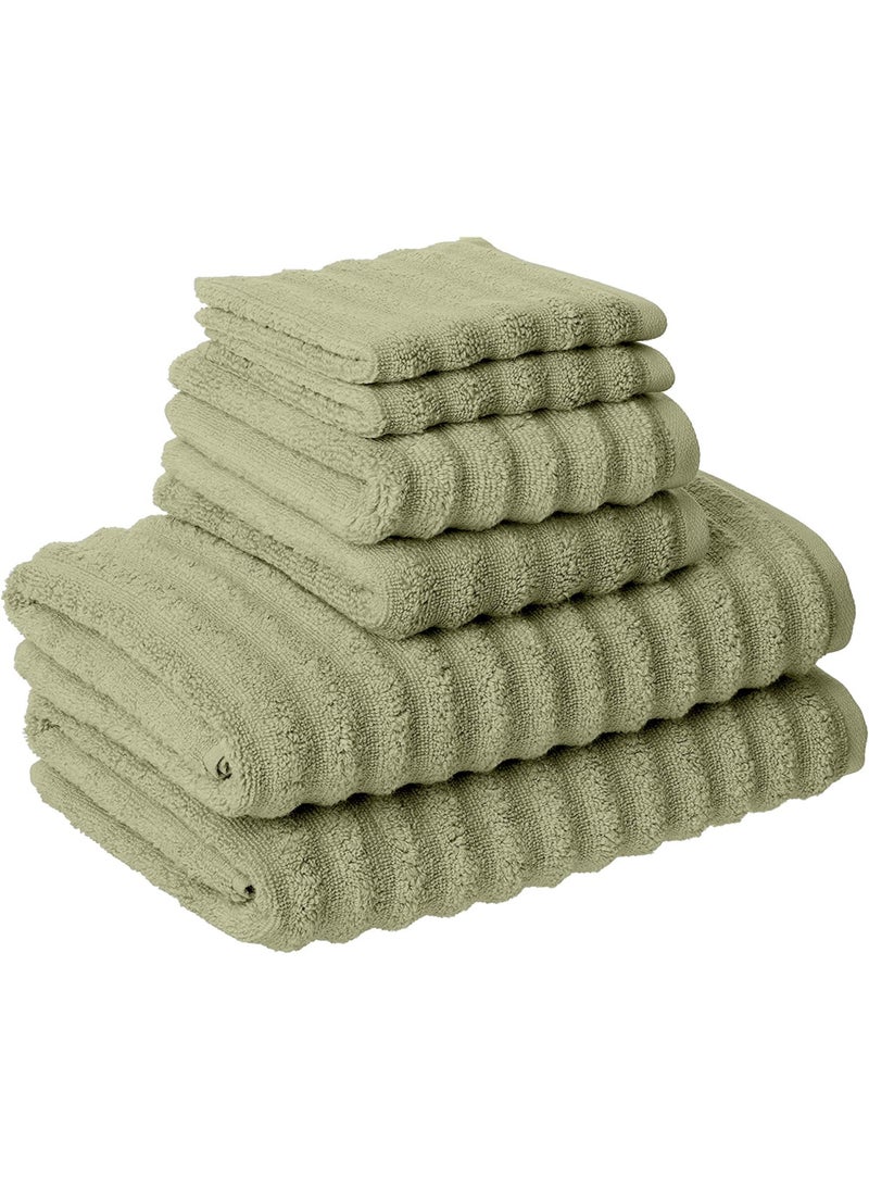 Modern Threads Amrapur Overseas Luxury Spa Collection  6Piece Ultra Soft QuickDry 550GSM 100 Combed Cotton Wavy Towel Set Sage 