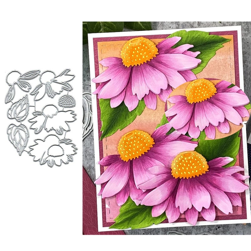 Plant Coneflower Leaf Metal Die CutsChristmas Peony Flower Leaves Card Cutting Dies Cut Stencils DIY Scrapbooking Album Decorative Embossing Paper Dies Festival Card Making