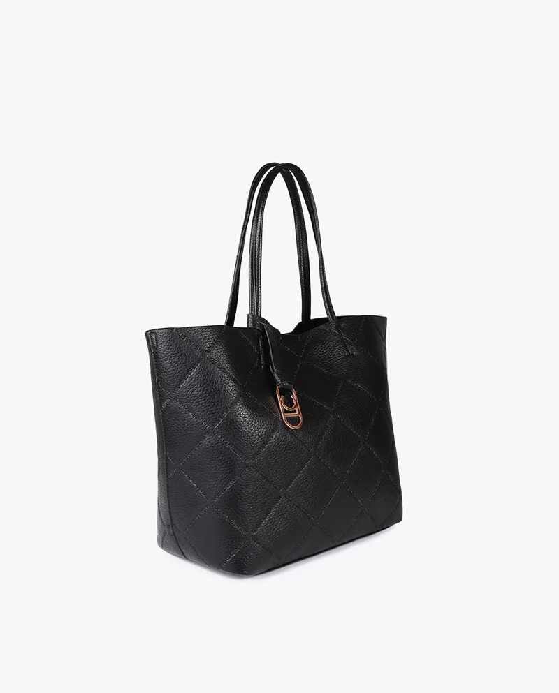 Lola Casademunt Faux Leather Monogram Shopper with Oval Logo Charm