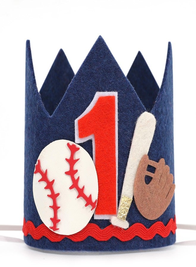 Agkvw Baseball 1st Birthday Hat for Boys - Rookie of the Year Birthday Crown, Blue Baseball Theme First Bday Party Hat, One Year Old Sports Bday Decorations - Image 1