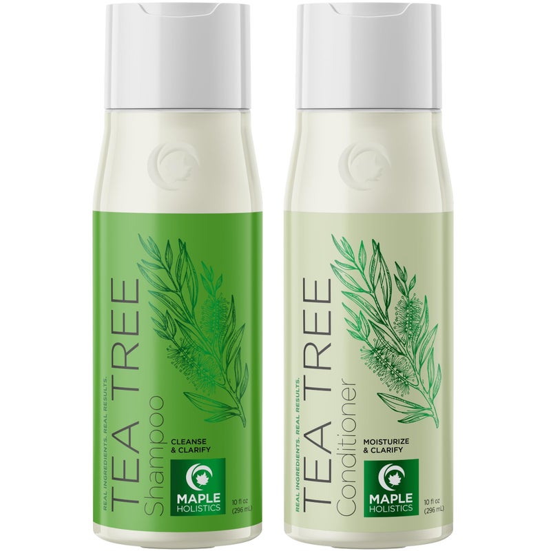 Tea Tree Shampoo and Conditioner Set Sulfate Free Clarifying Shampoo and Conditioner for Oily Hair Scalp Care with Cleansing Tea Tree Oil Complete Oily and Dry Scalp Treatment for Build Up