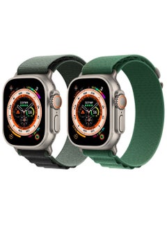 CATANES 2 Pack For Apple Watch Band 49mm 45mm 44mm 42mm Alpine Loop Band Women Men Adjustable with Metal G-Hook Strap for iWatch Ultra Series SE 8/7/6/5/4/3/2/1 Dark Green/Green  - Image 3