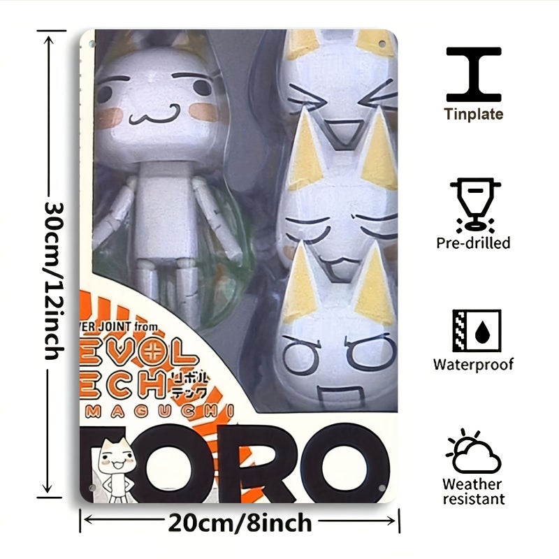Toro Cat Anime Tinplate Wall Art 8x12 Inches 2D Flat Manga Decor For Home Office - Image 3