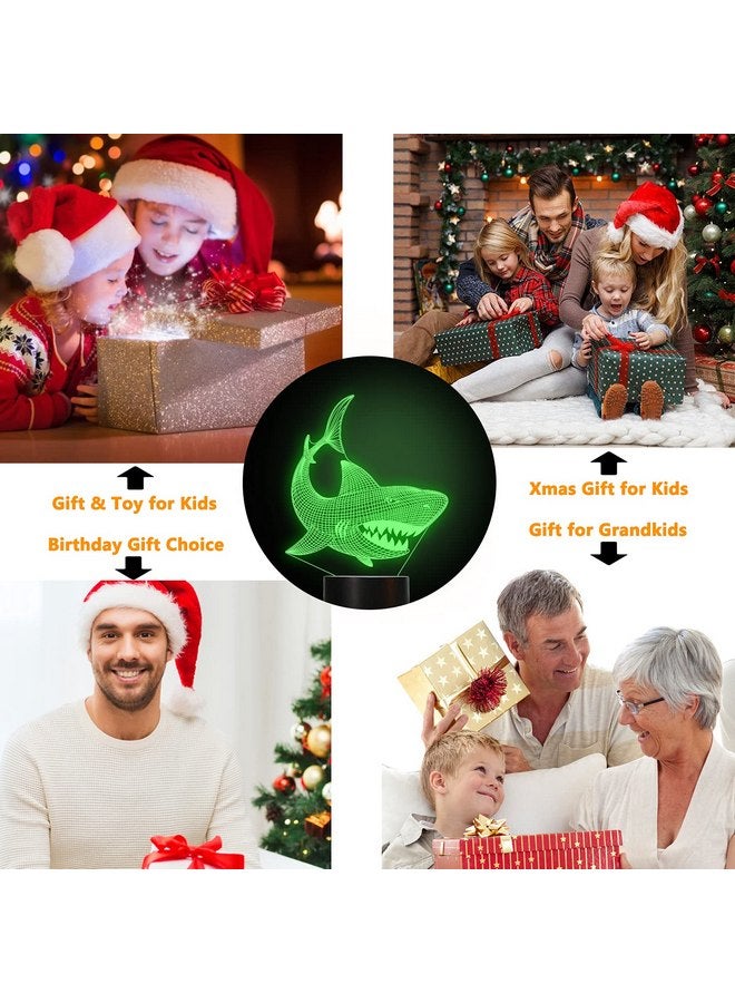 FULLOSUN Shark 3D Illusion Night Light Animal Touch Table Desk Lamp, with Remote Control 16 Colors Optical USB LED Nightlight for Kids Holiday Gift Room Decoration - Image 4