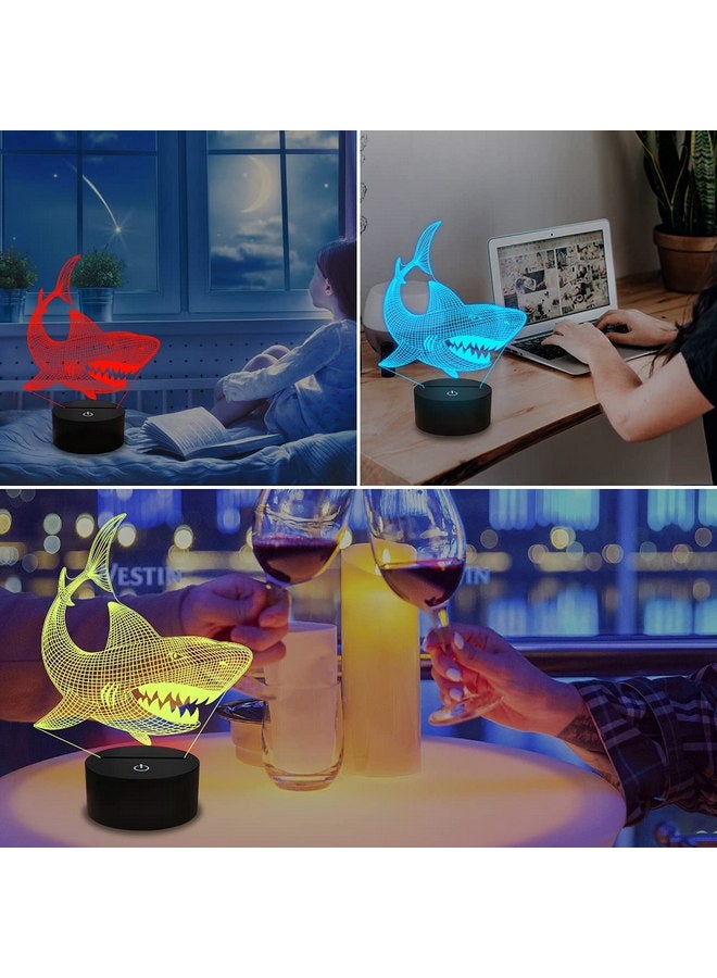 FULLOSUN Shark 3D Illusion Night Light Animal Touch Table Desk Lamp, with Remote Control 16 Colors Optical USB LED Nightlight for Kids Holiday Gift Room Decoration - Image 5