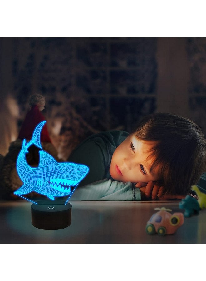 FULLOSUN Shark 3D Illusion Night Light Animal Touch Table Desk Lamp, with Remote Control 16 Colors Optical USB LED Nightlight for Kids Holiday Gift Room Decoration - Image 3