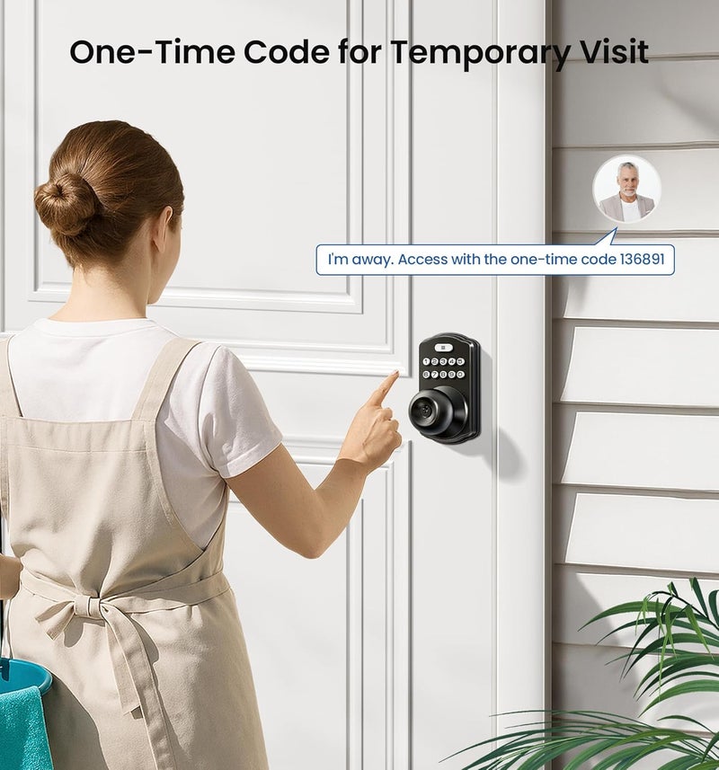 Veise Keypad Door Knob Lock, Keyless Entry Digital Lock with Handle, Electronic Knob for Front Door & Bedroom, Easy Installation, Auto-Locking, Passage Mode, Matte Black - Image 5