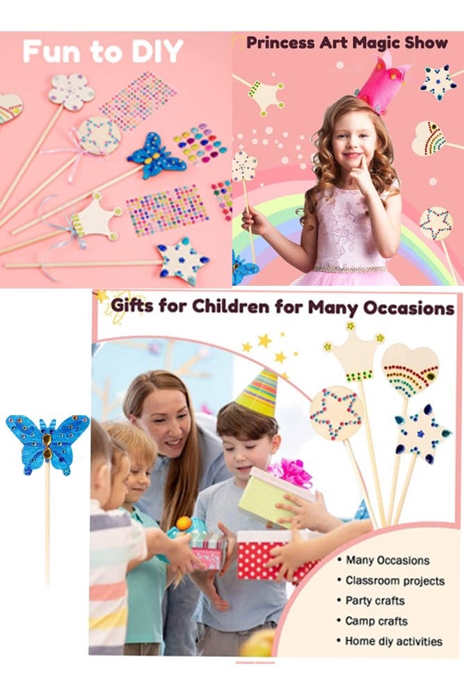 INSENSE 18-Piece DIY Fairy Wand Magic Stick Set, Educational Handcraft Graffiti Wooden Pieces, Children’s Wooden Craft Products - Image 4
