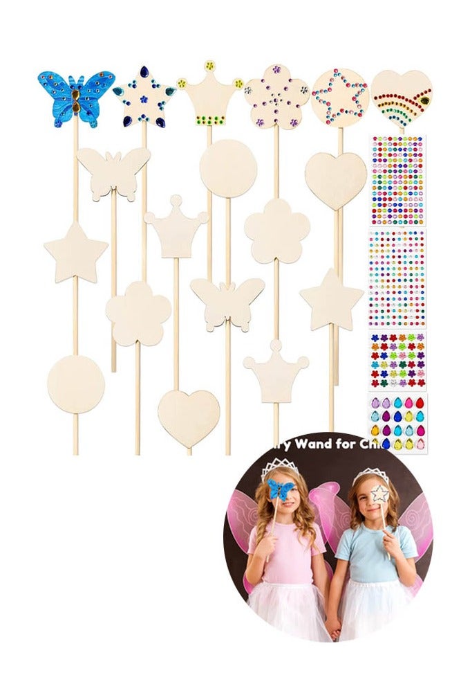 INSENSE 18-Piece DIY Fairy Wand Magic Stick Set, Educational Handcraft Graffiti Wooden Pieces, Children’s Wooden Craft Products - Image 1