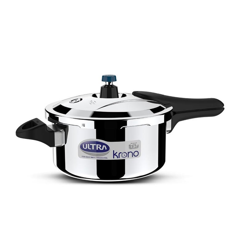 Ultra Triply Krono Pressure Cooker 4.5 Litre | Whistle Counter | Spillage Control | AISI 304 Food Grade Stainless Steel Cooker | 5 Years Warranty | 1.2 MM Lid Thickness | Induction Compatible - Image 2